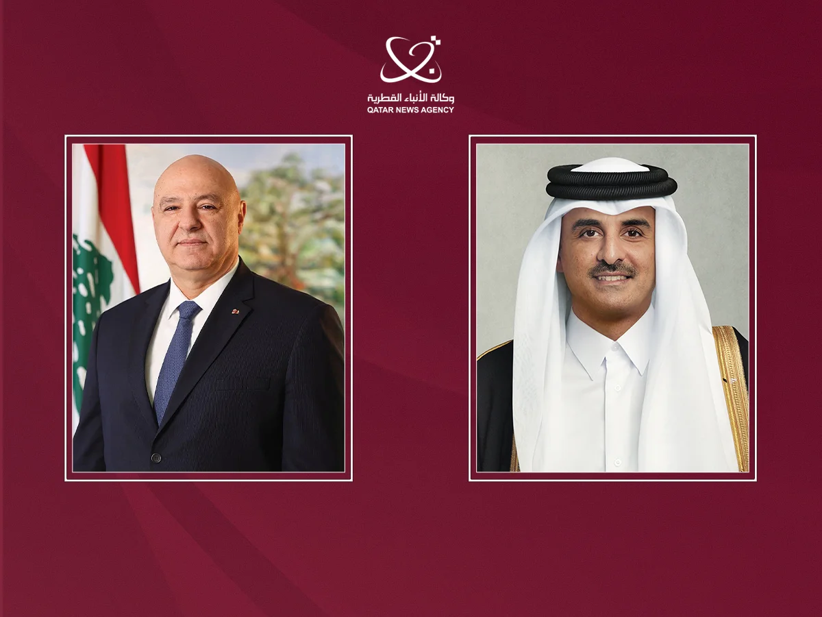 H.H. the Amir Holds a Phone Call with the Lebanese President.